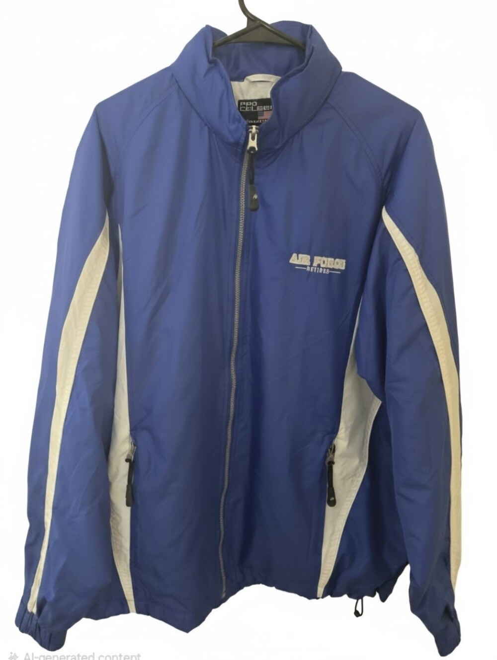 Pro Celebrity Men's Blue White Air Force Veteran Logo Windbreaker Jacket Size M